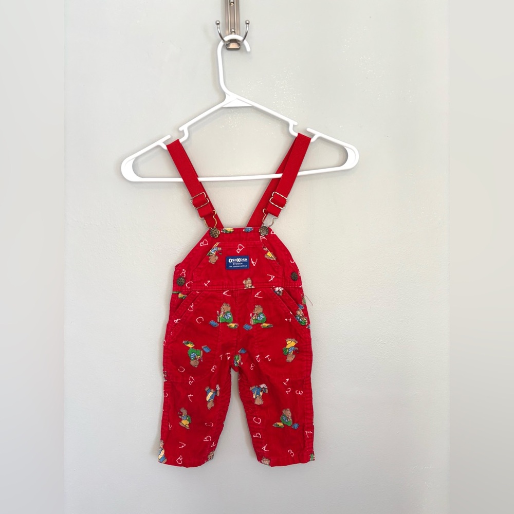 Vintage Oshkosh B’Gosh Vestbak Red Corduroy Overalls size 12 months